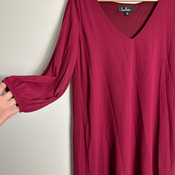 Lulus Shifting Dears Wine Red Long Sleeve Dress - Picture 6 of 10